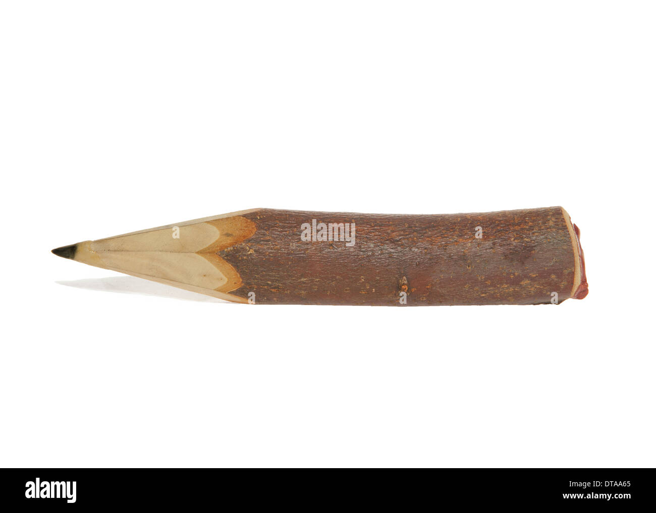 Unique sharp wooden Pencil isolated on white Stock Photo