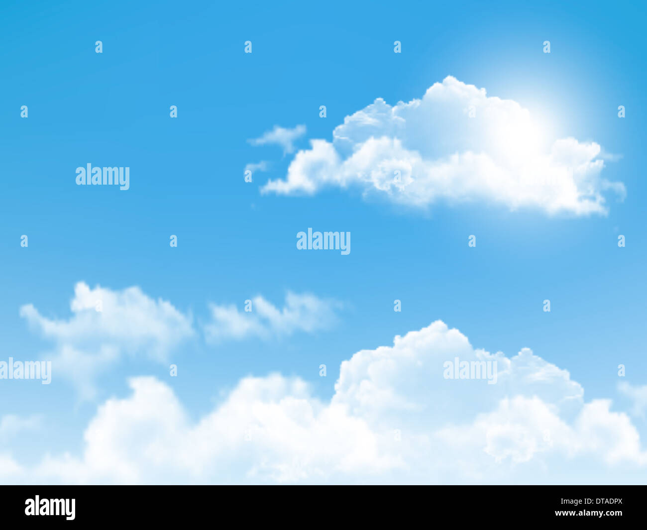 Blue sky with clouds. Vector background Stock Photo - Alamy