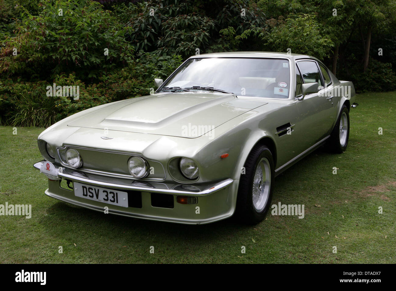 A 1980s Aston Martin V8 Vantage in green at a west country car show in England 2013 Stock Photo