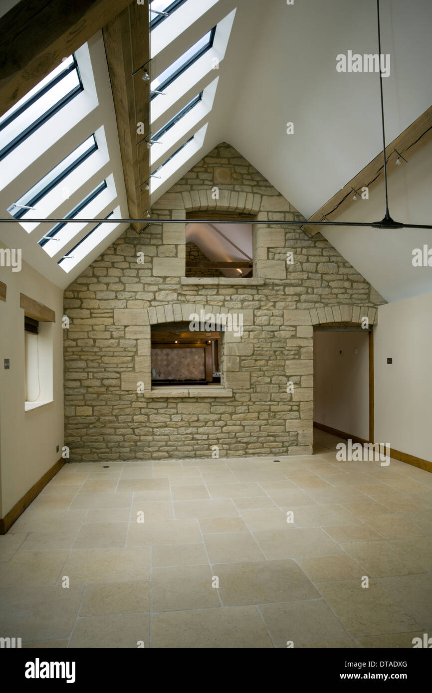 Unfurnished barn conversion interior. Stock Photo