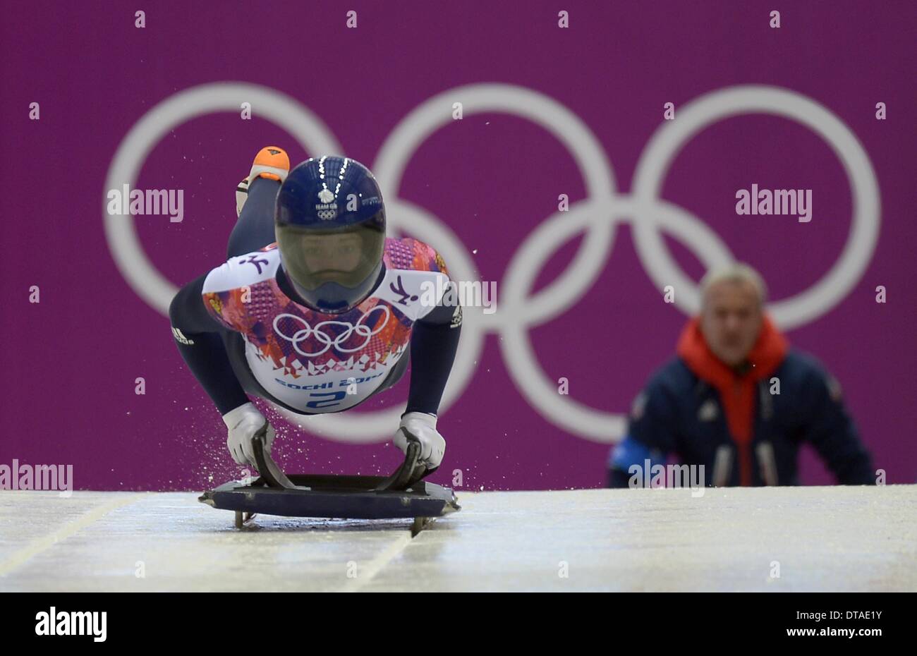 Sochi Winter Olympics 2014: Lizzie Yarnold (GBR). Womens Skeleton - Sanki sliding centre - Sochi - Russia - 13/02/2014 Credit:  Sport In Pictures/Alamy Live News Stock Photo