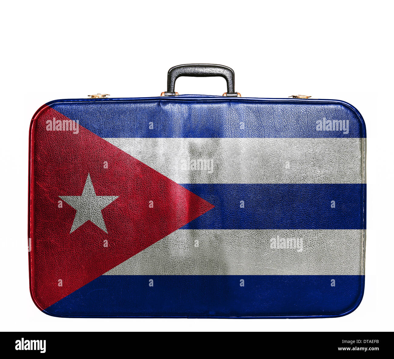 Vintage travel bag with flag of Cuba Stock Photo
