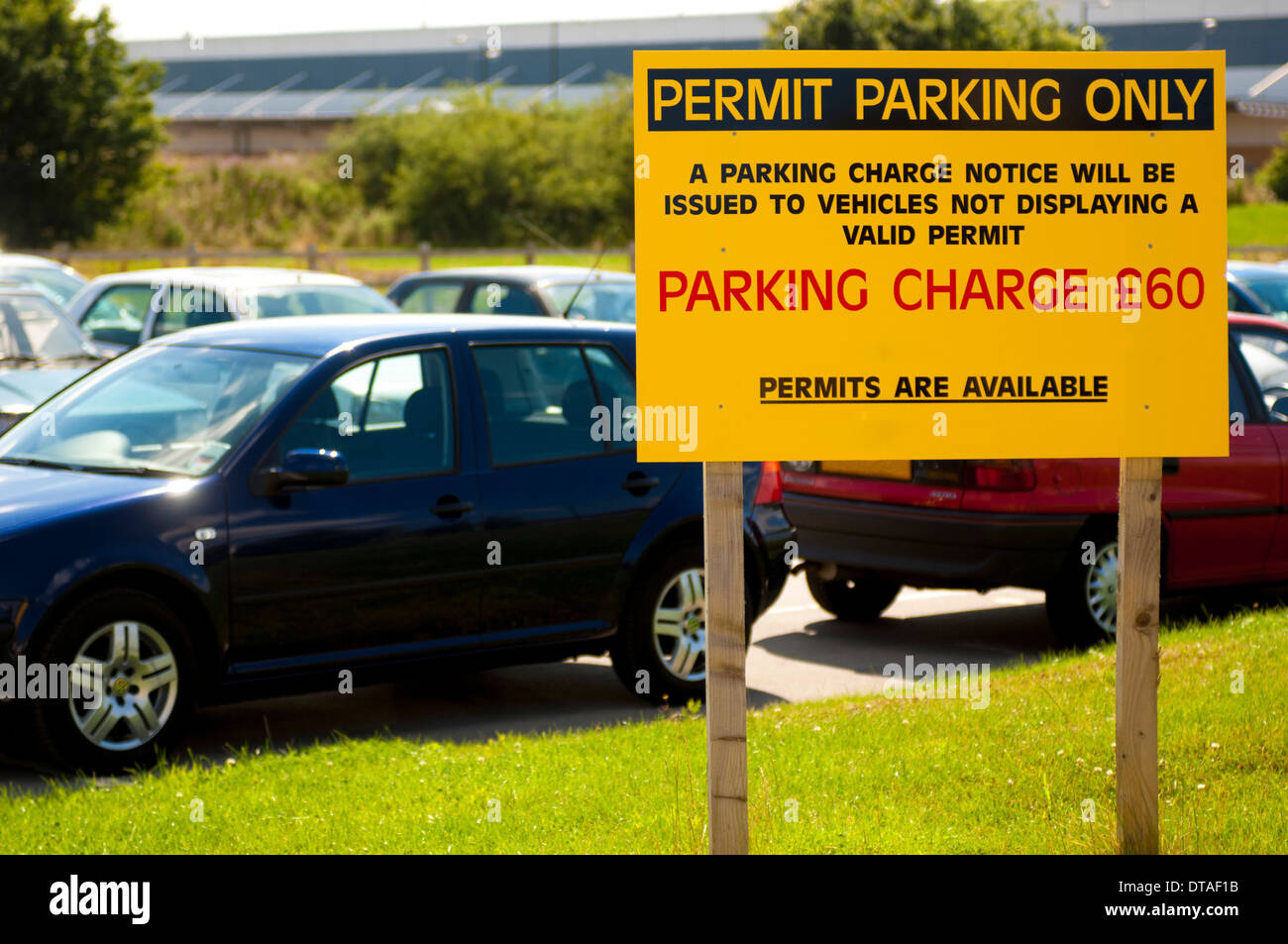 Permit parking only sign on private car park Stock Photo
