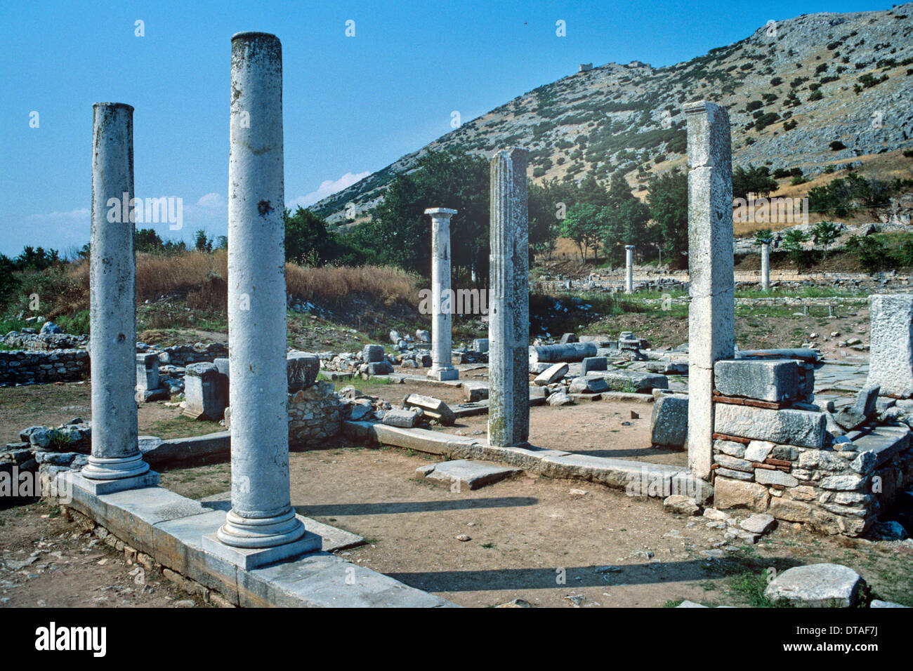 The Agora in Ancient Graeco-Roman Ruins of Philippi Macedonia Greece Stock Photo