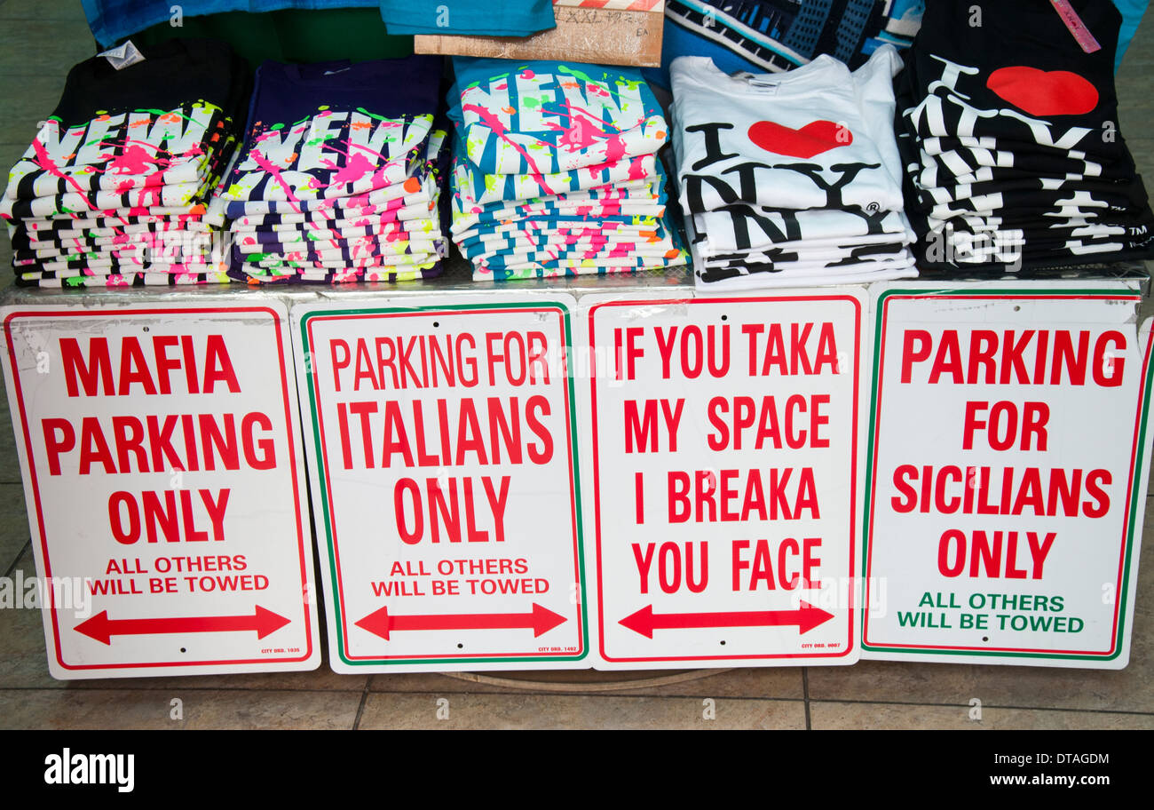 Souvenirs for sale at a store in Little Italy, Manhattan New York City, USA Stock Photo