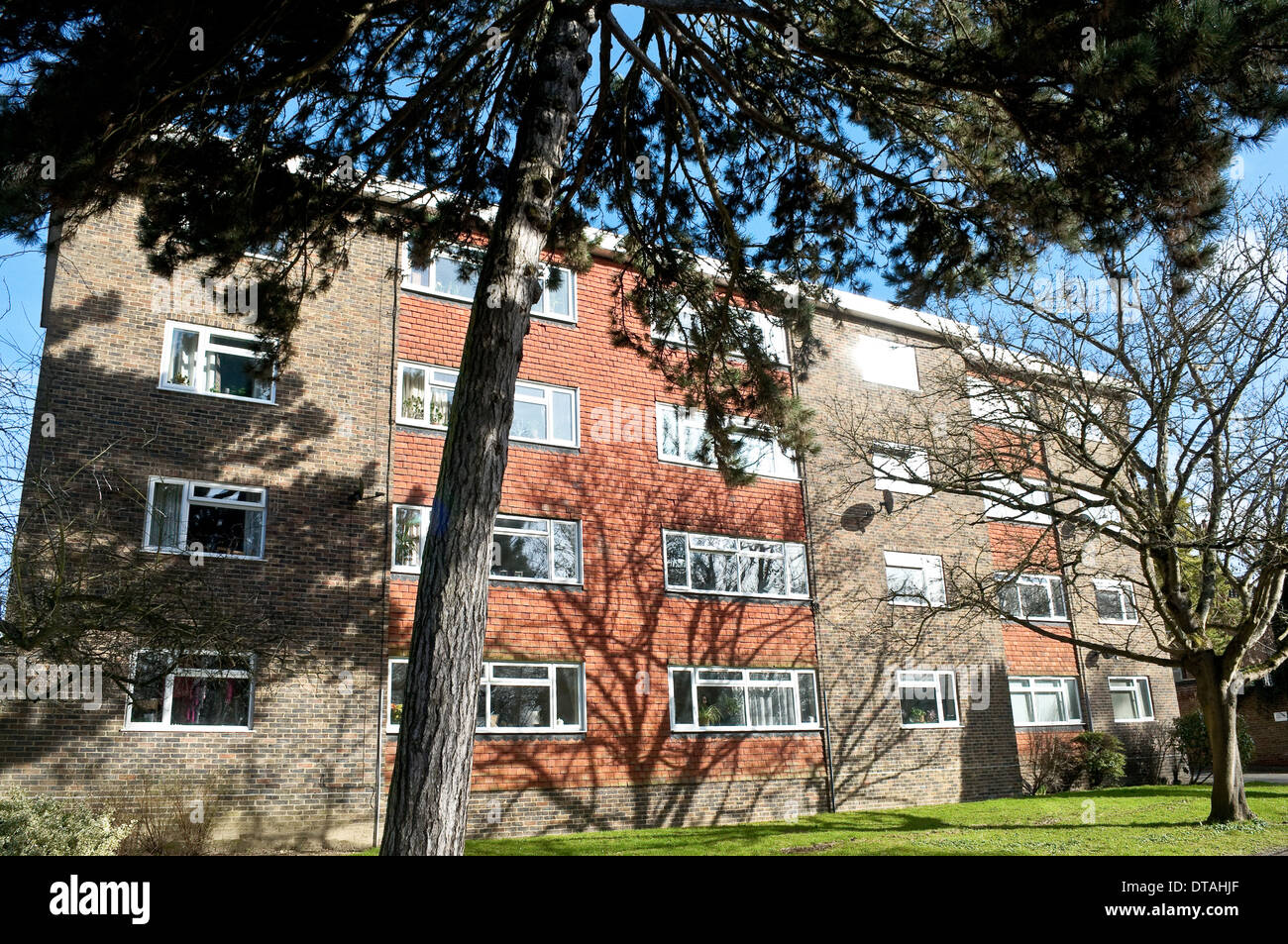 1970s block of flats, Leatherhead, Surrey, England, UK Stock Photo