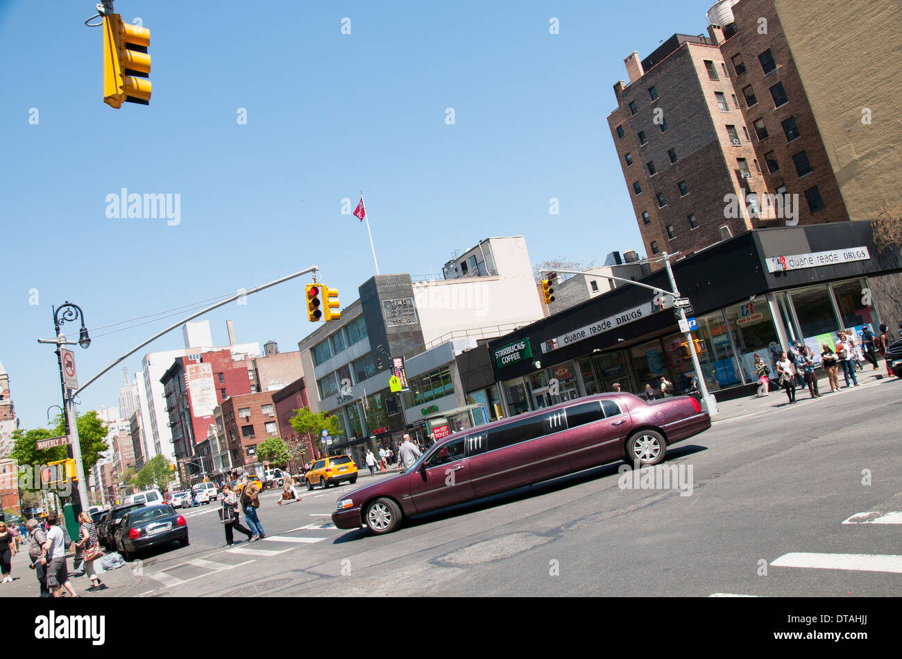A limousine on the Avenue of the Americas in Greenwich Village in Manhattan New York City, USA Stock Photo