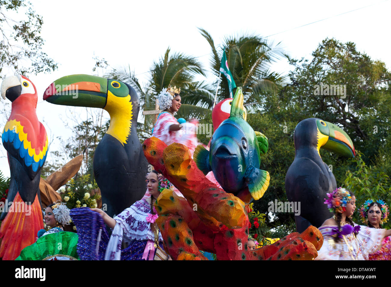 From the annual festival 'Desfile mil de polleras' (Thousand Polleras) in Las Tablas, Los Santos Province, Republic of Panama. Stock Photo
