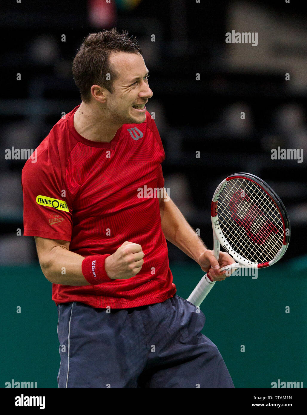 Philipp Kohlschreiber(DUI) celebrates after defeating 4th seated Richard Gasquet(FRA) Photo:Tennisimages/Henk Koster Stock Photo