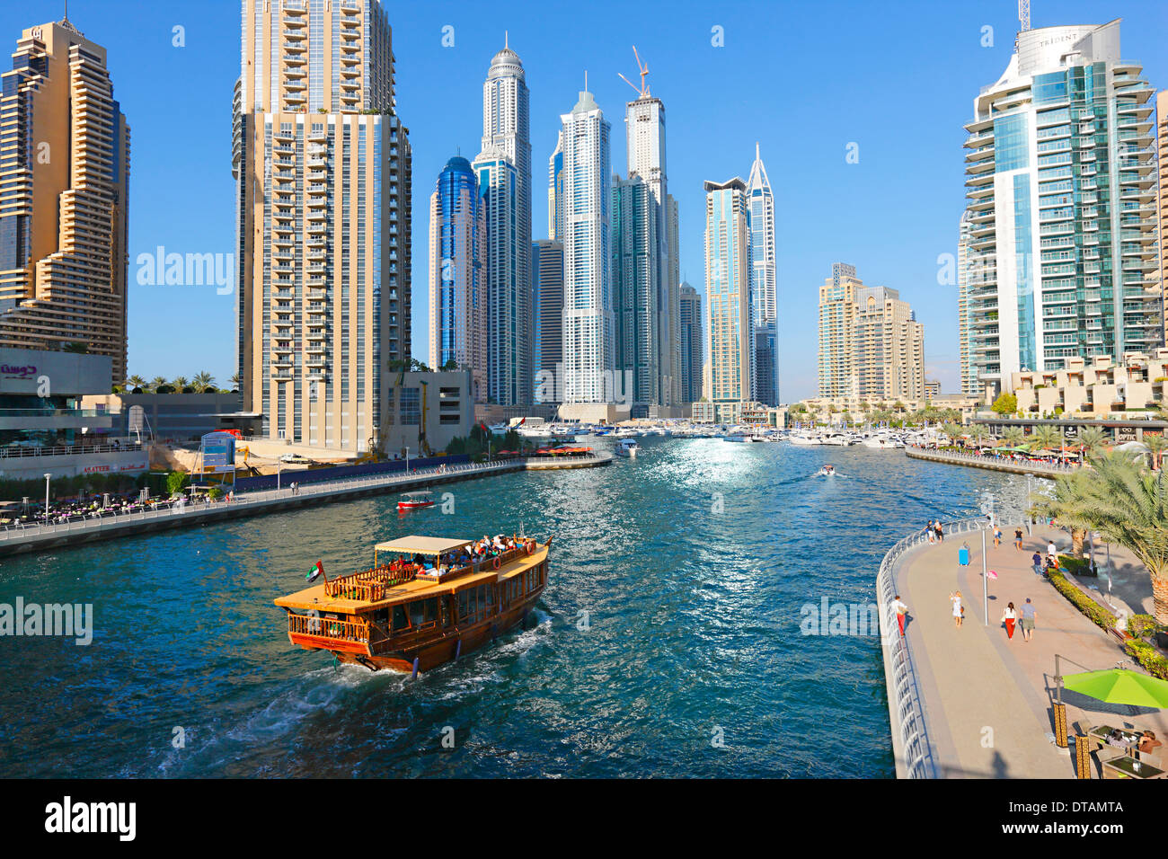 Dubai Marina, dhow boat Stock Photo