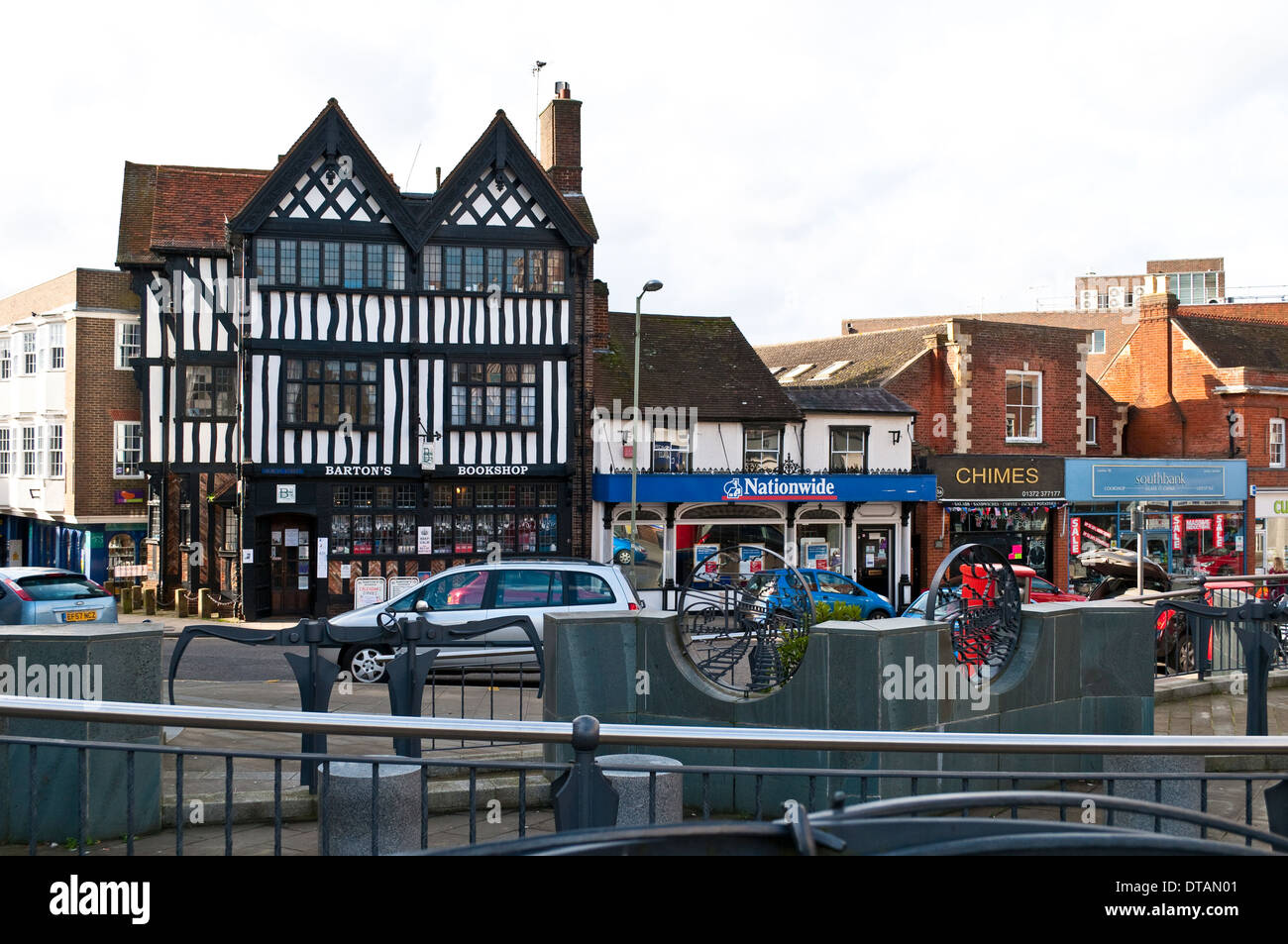 Row of shops in Bridge Street, Leatherhead, Surrey, England, UK Stock