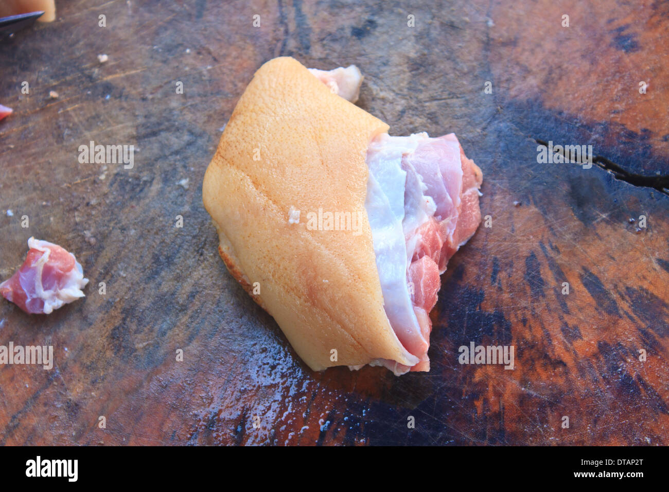 raw meat on old wood Stock Photo