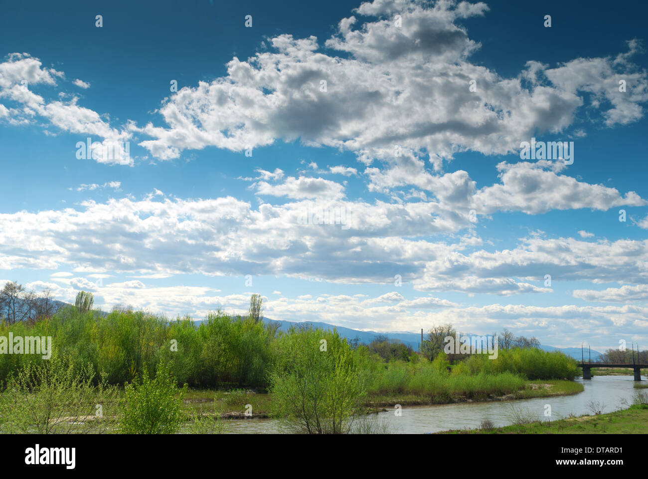 river and clods landscape Stock Photo - Alamy