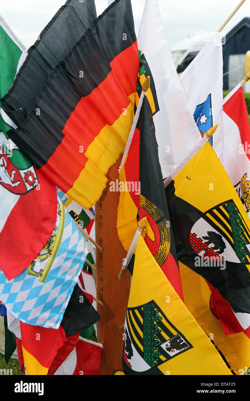 Leipzig, Germany, German national flag and countries flags Stock Photo