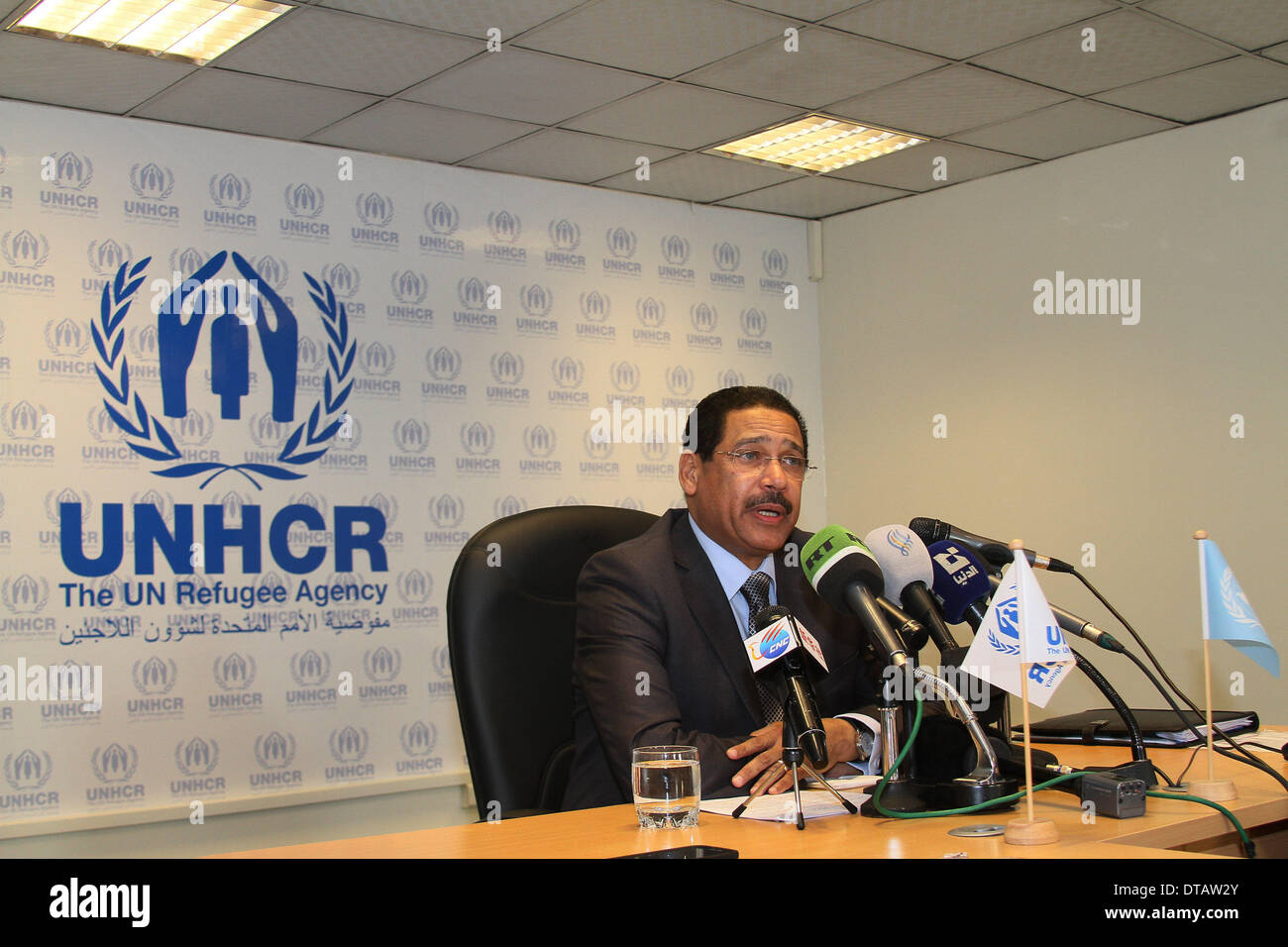 Damascus, UNHCR headquarters in Damascus. 13th Feb, 2014. Tarik Kurdi