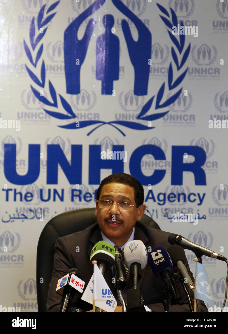 Damascus, UNHCR headquarters in Damascus. 13th Feb, 2014. Tarik Kurdi