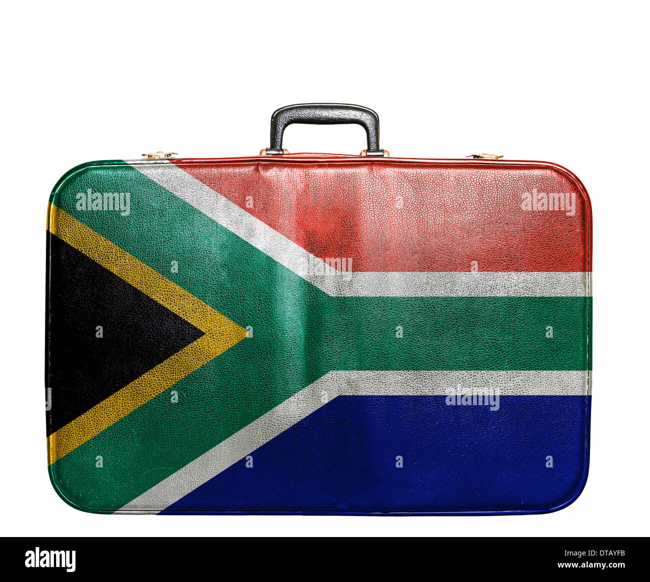 Vintage travel bag with flag of South Africa Stock Photo Alamy