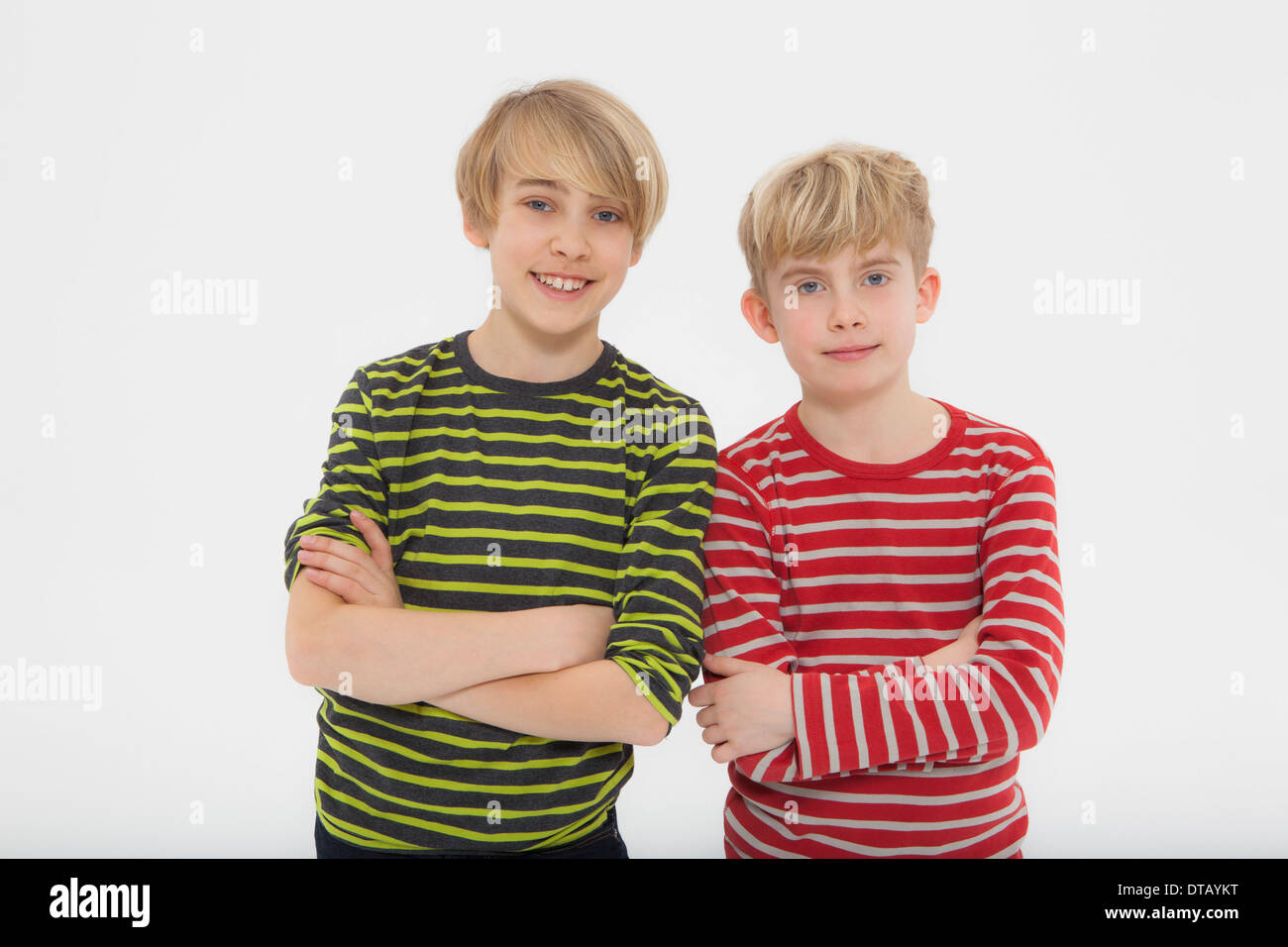 Portrait of boys against white background Stock Photo