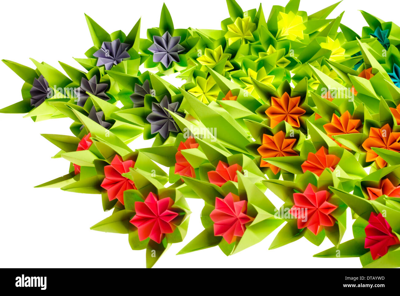 Origami bunch of various flowers close up background Stock Photo Alamy