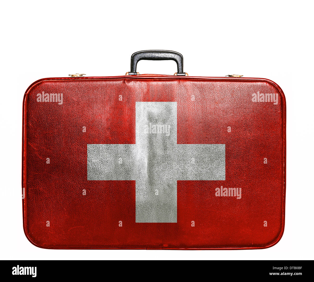 Vintage travel bag with flag of Swiss 