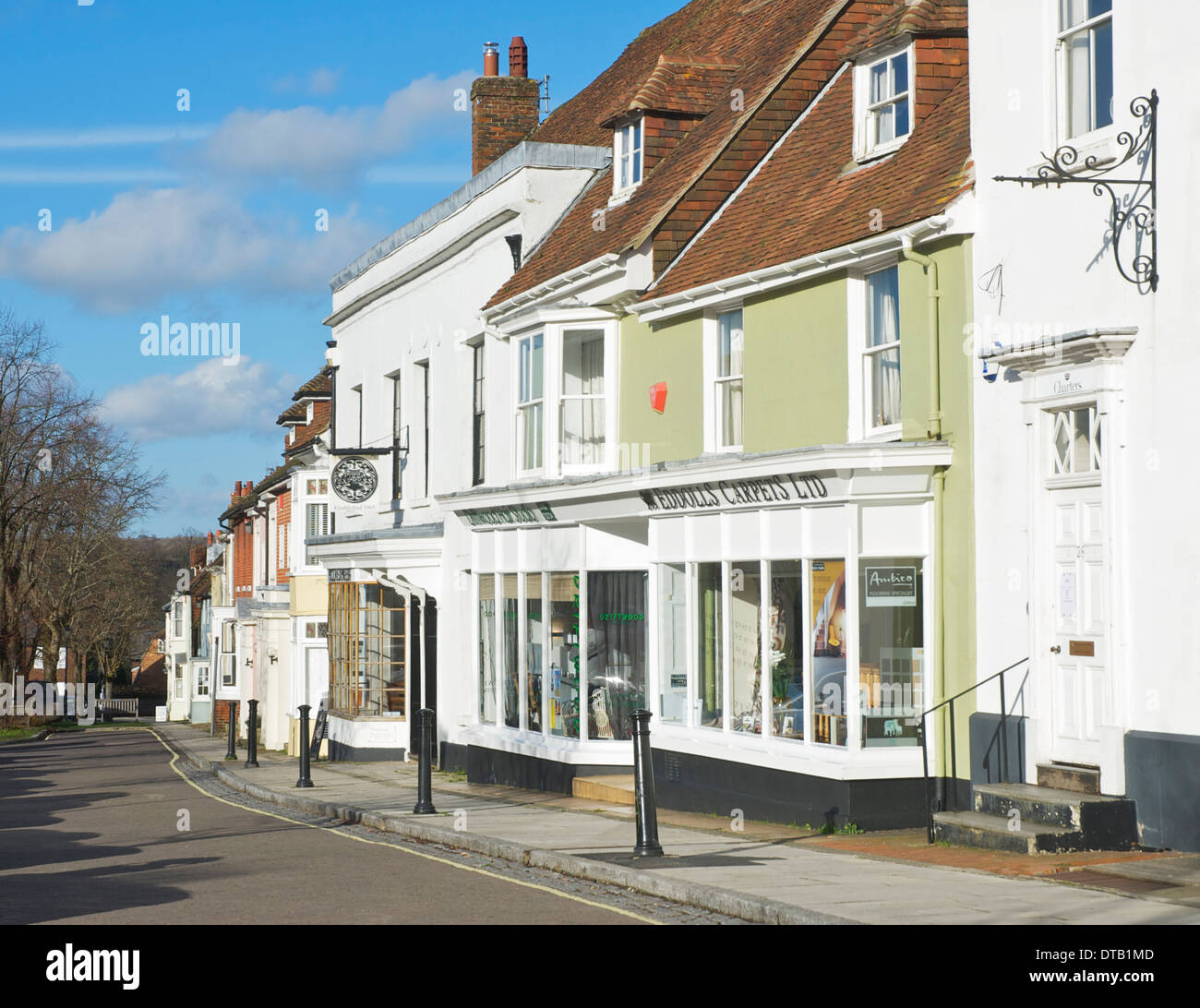 Shops and houses on Broad Street, Alresford, Hampshire, England UK