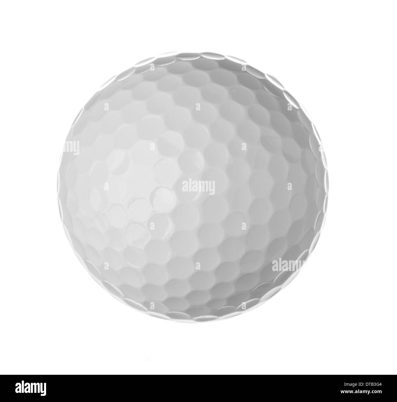 Closeup view of one golf ball isolated on white background Stock Photo