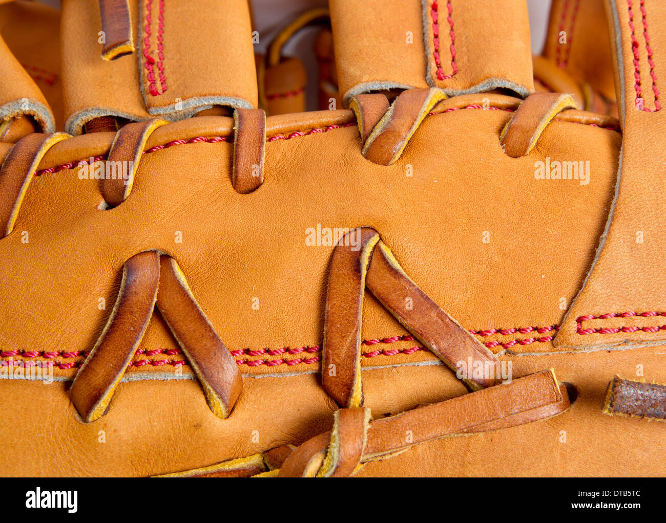 Stitching on a baseball glove Stock Photo Alamy