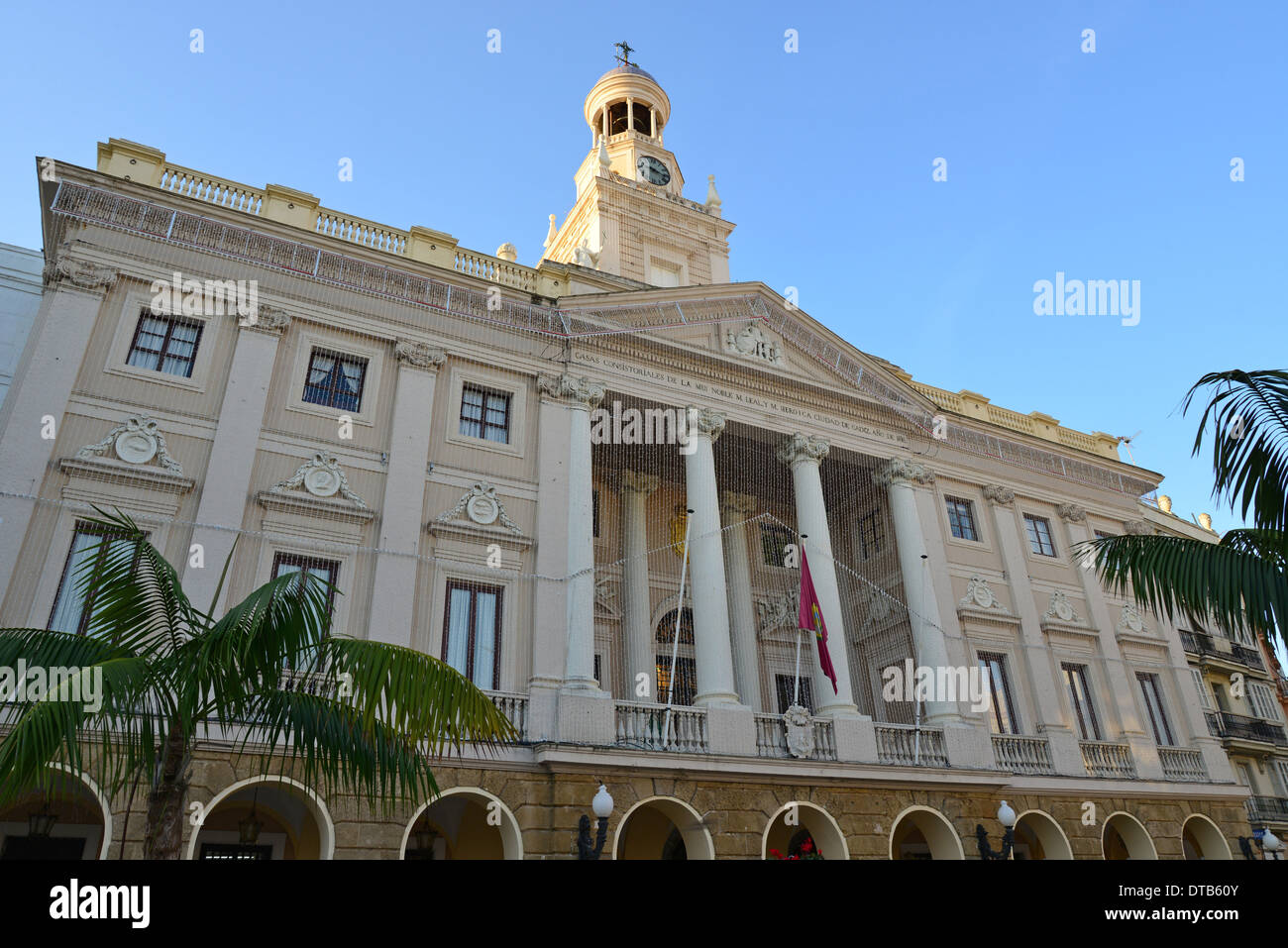 Old Town Hall (Ayuntamiento), Plaza de San Juan de Dios, Old Town, Cádiz, Cádiz Province, Andalusia, Spain Stock Photo