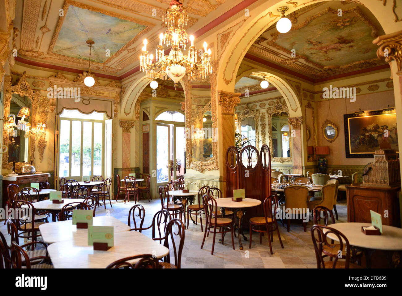 Interior of Cafe Royalty, Plaza Candelaria, Old Town, Cádiz, Cádiz Province, Andalusia (Andalucia), Spain Stock Photo
