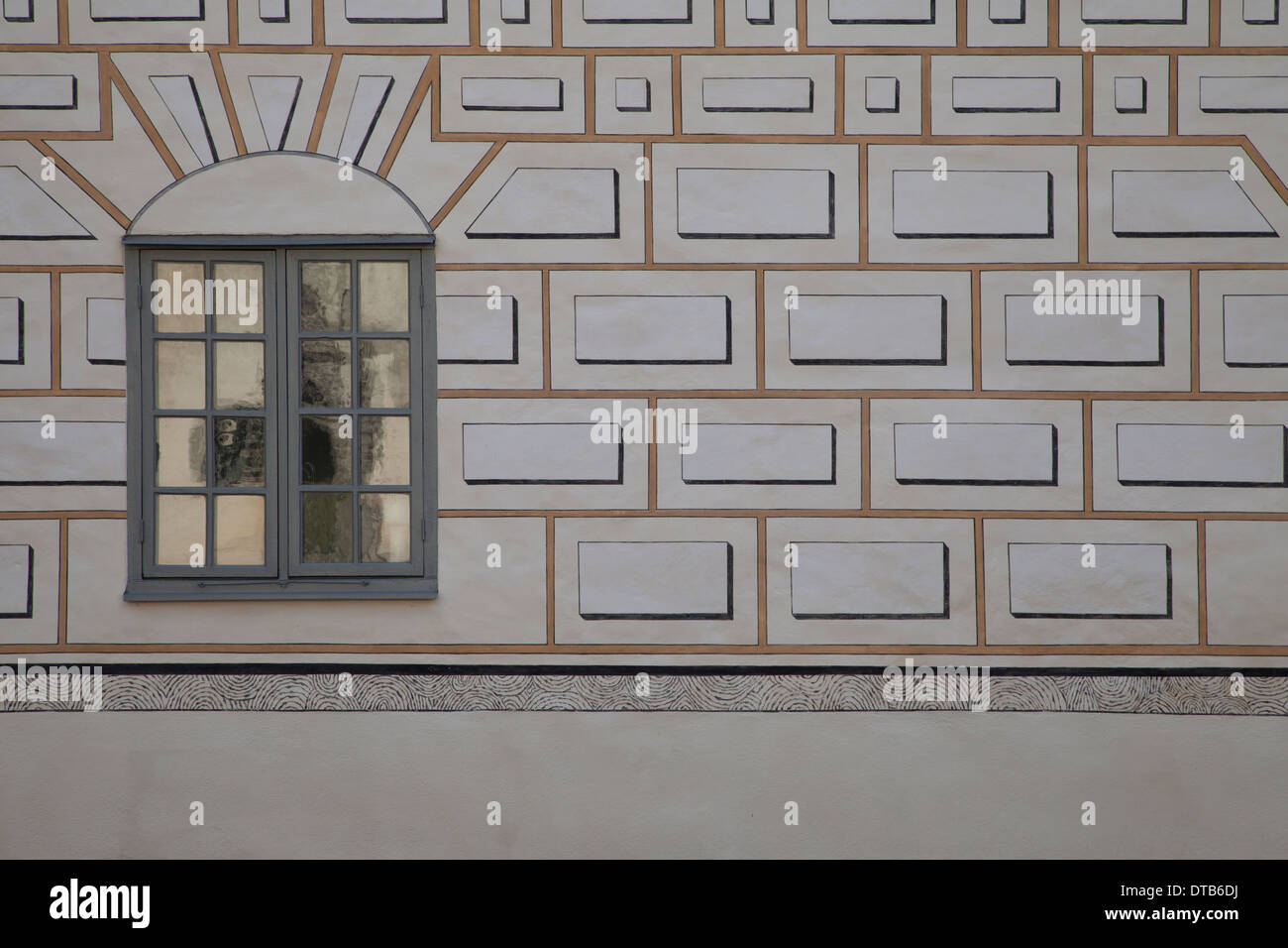 Closed window and wallpaper Stock Photo - Alamy