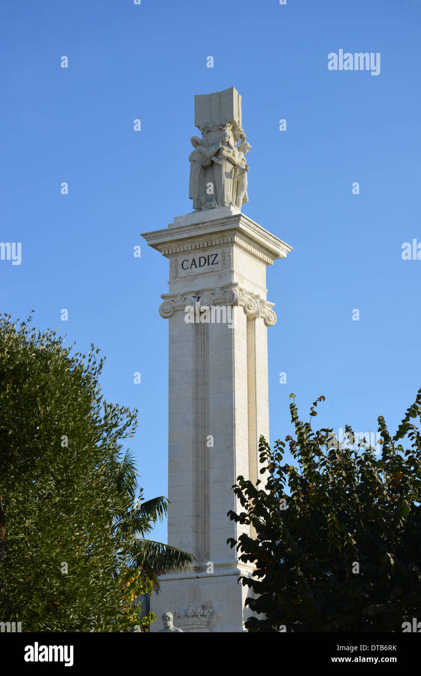 Monument to the Constitution of 1812 (Monemento a las Cortes), Plaza de Espana, Cádiz, Cádiz Province, Andalusia, Spain Stock Photo