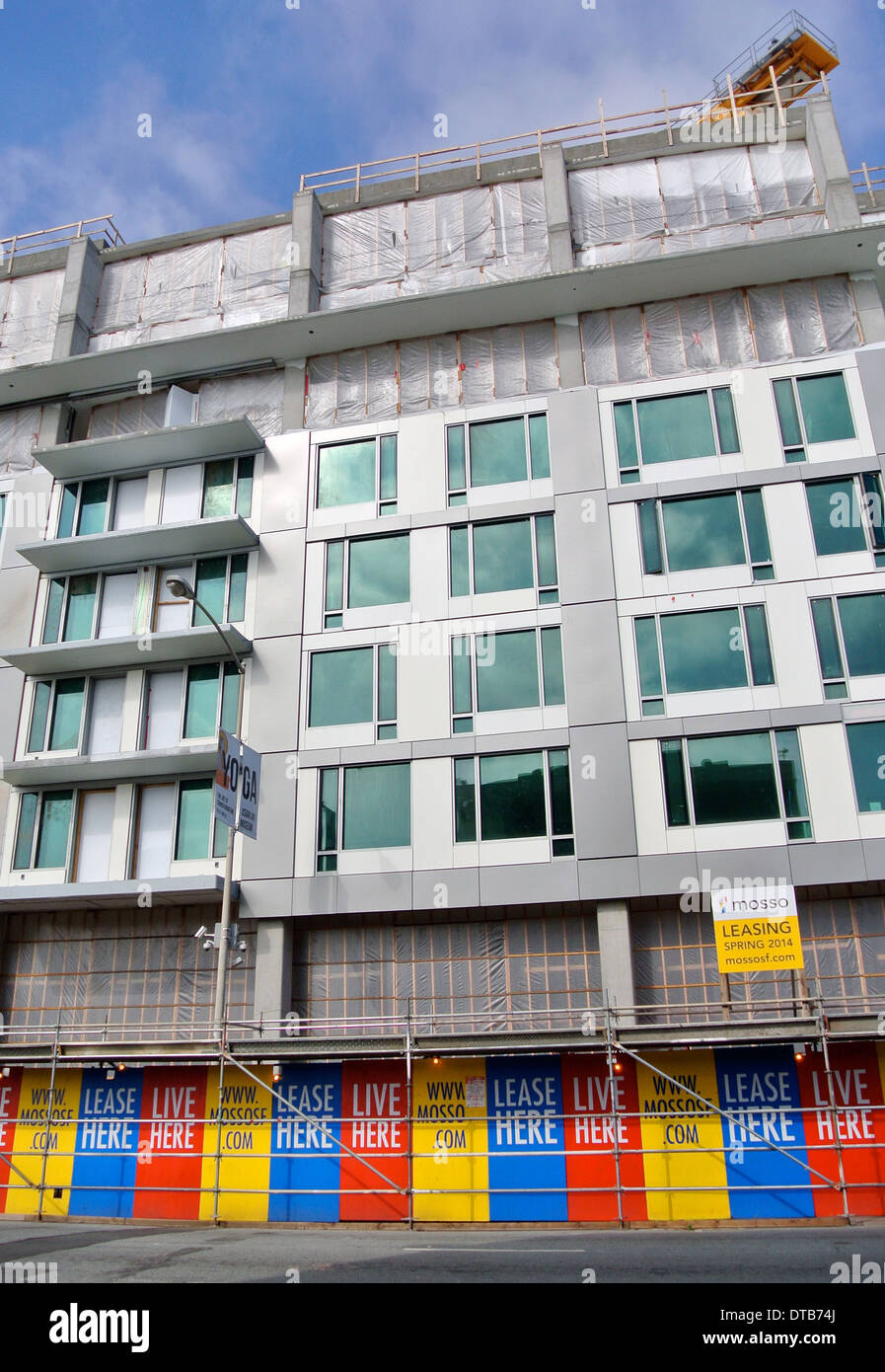 lease signs advertise avaailability of new apartments during