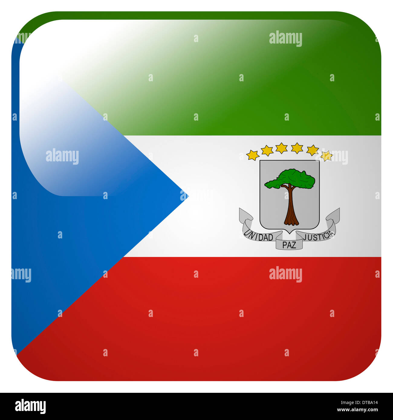 Glossy icon with flag of Equatorial Guinea Stock Photo