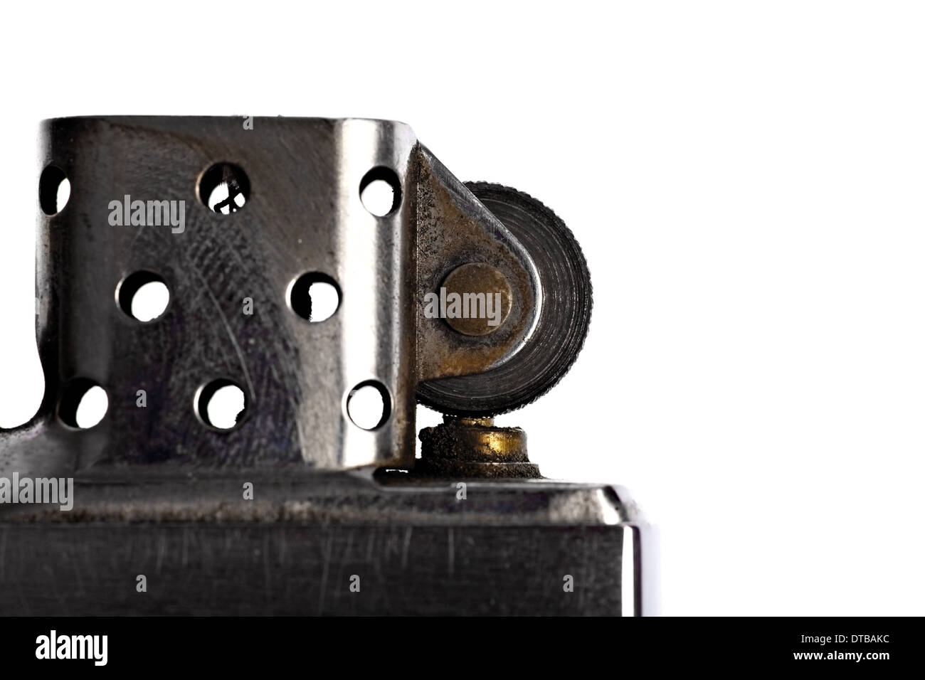 Closeup with old metal lighter isolated on white background Stock Photo ...