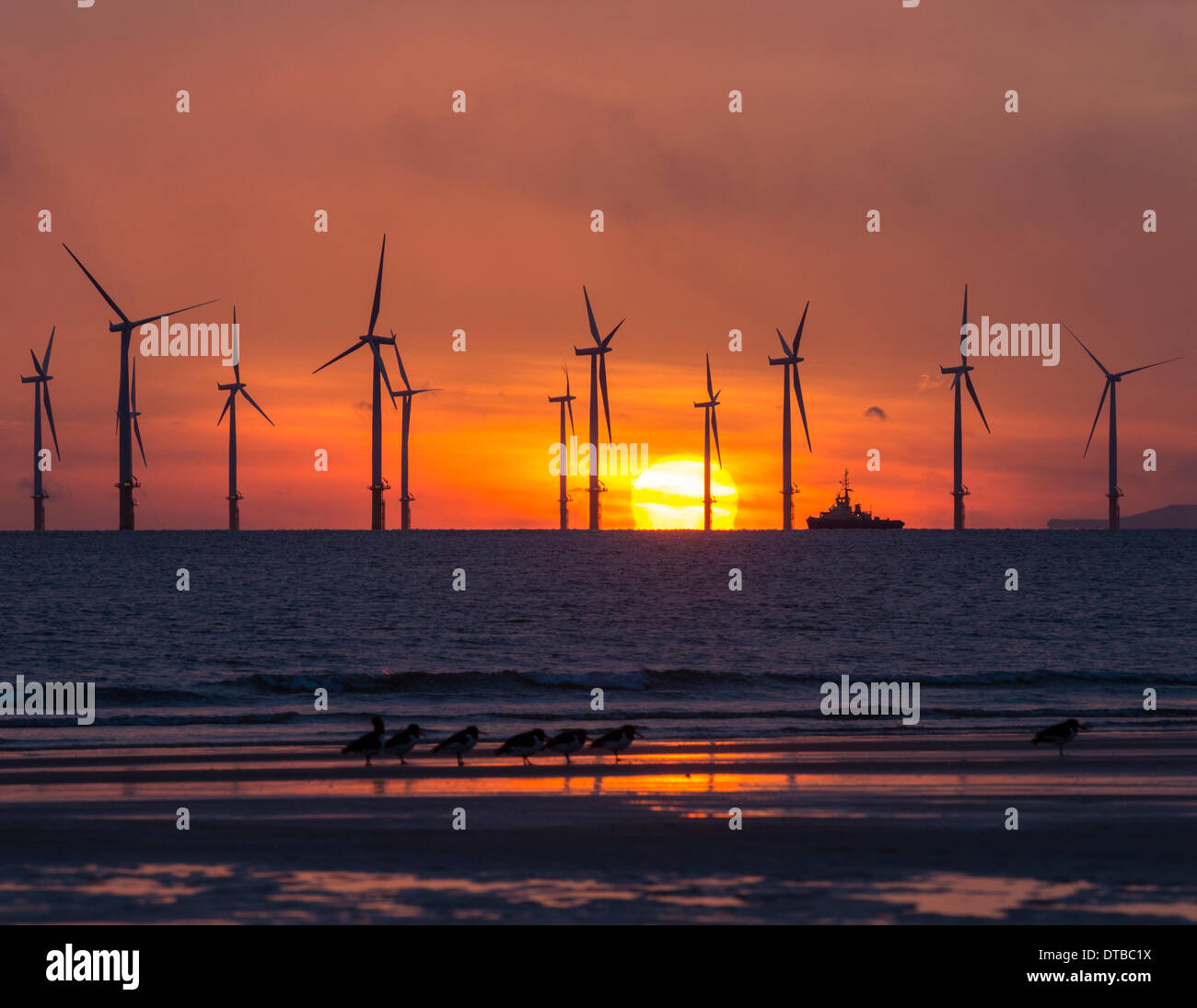 Teesside Offshore Windfarm at Redcar, north east England Stock Photo
