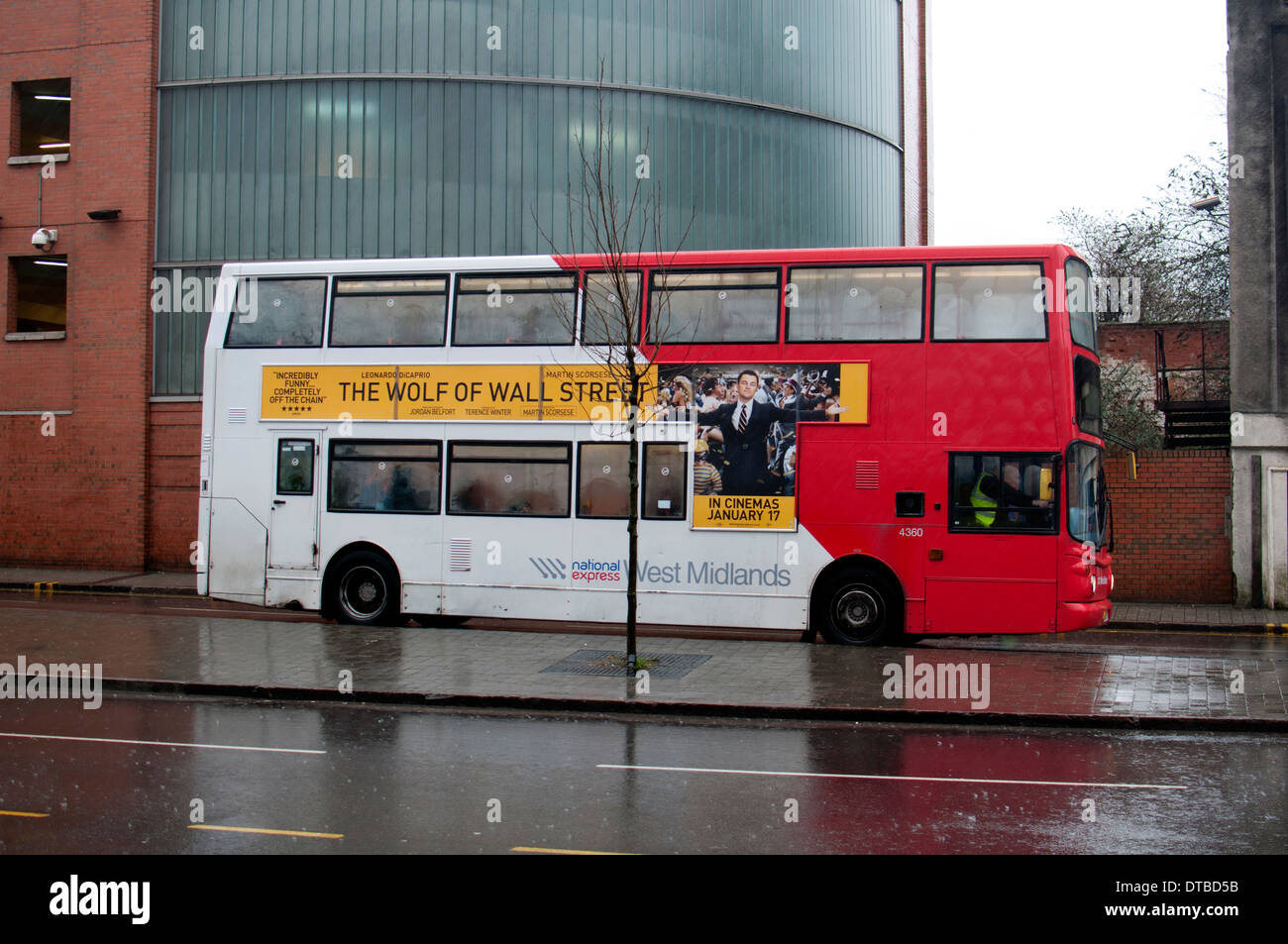 Bus in wet weather, Park Street, Birmingham city centre, UK Stock Photo