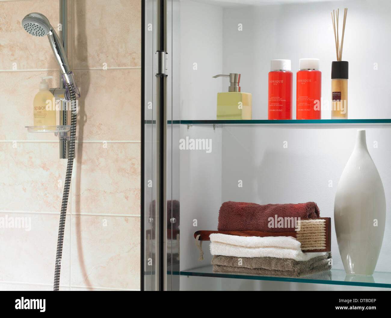 Shower head with shelf Stock Photo Alamy