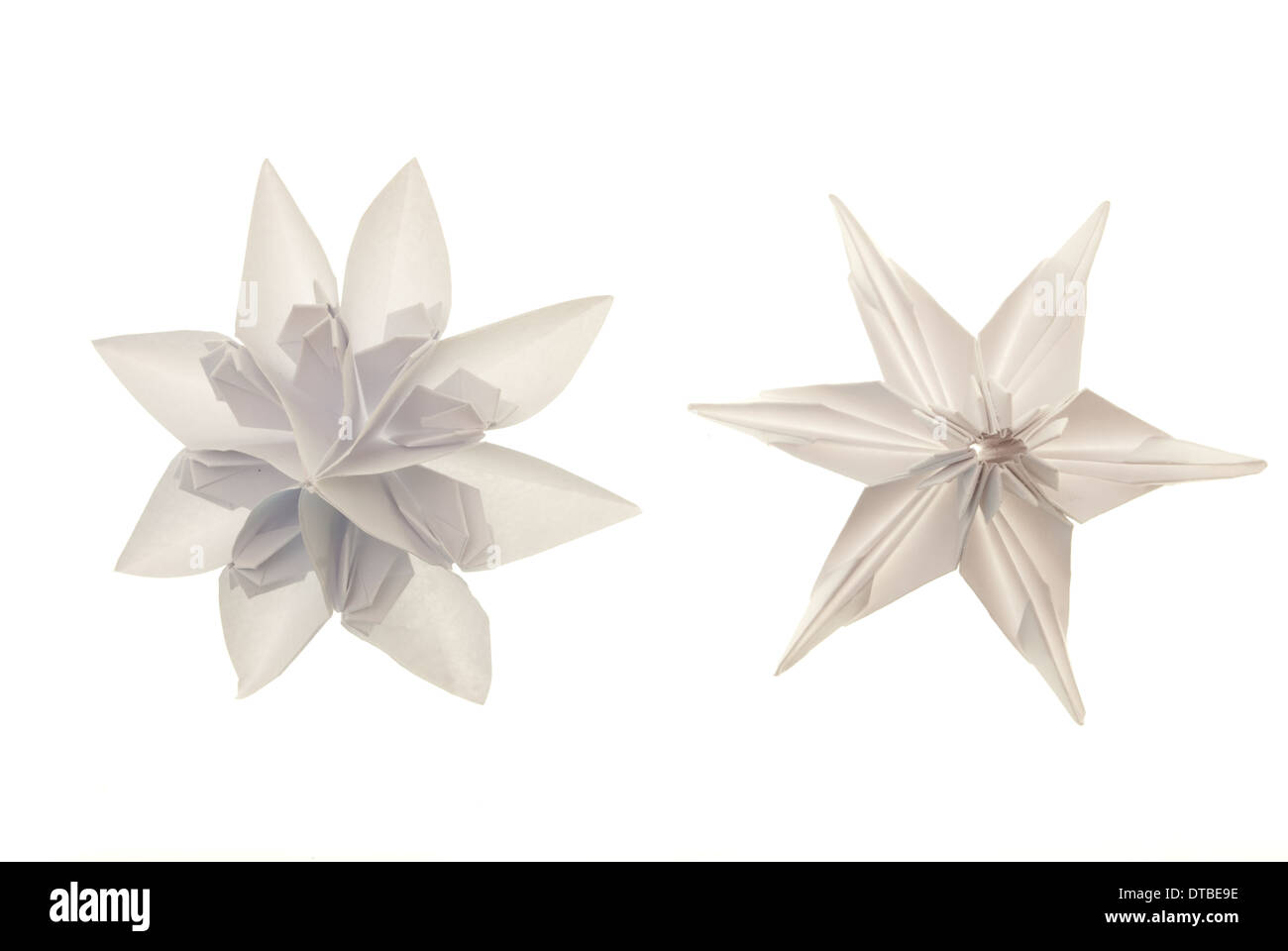 Origami white snowflakes from paper isolated on white Stock Photo - Alamy