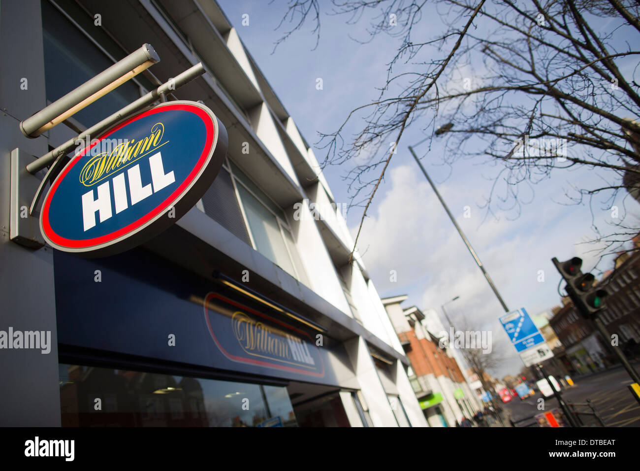 United Kingdom, London : A William Hill Bookmakers' is pictured in Hackney, London.  Stock Photo