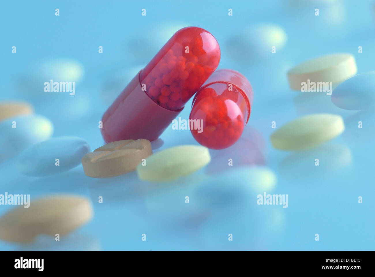Tablets and capsules Stock Photo