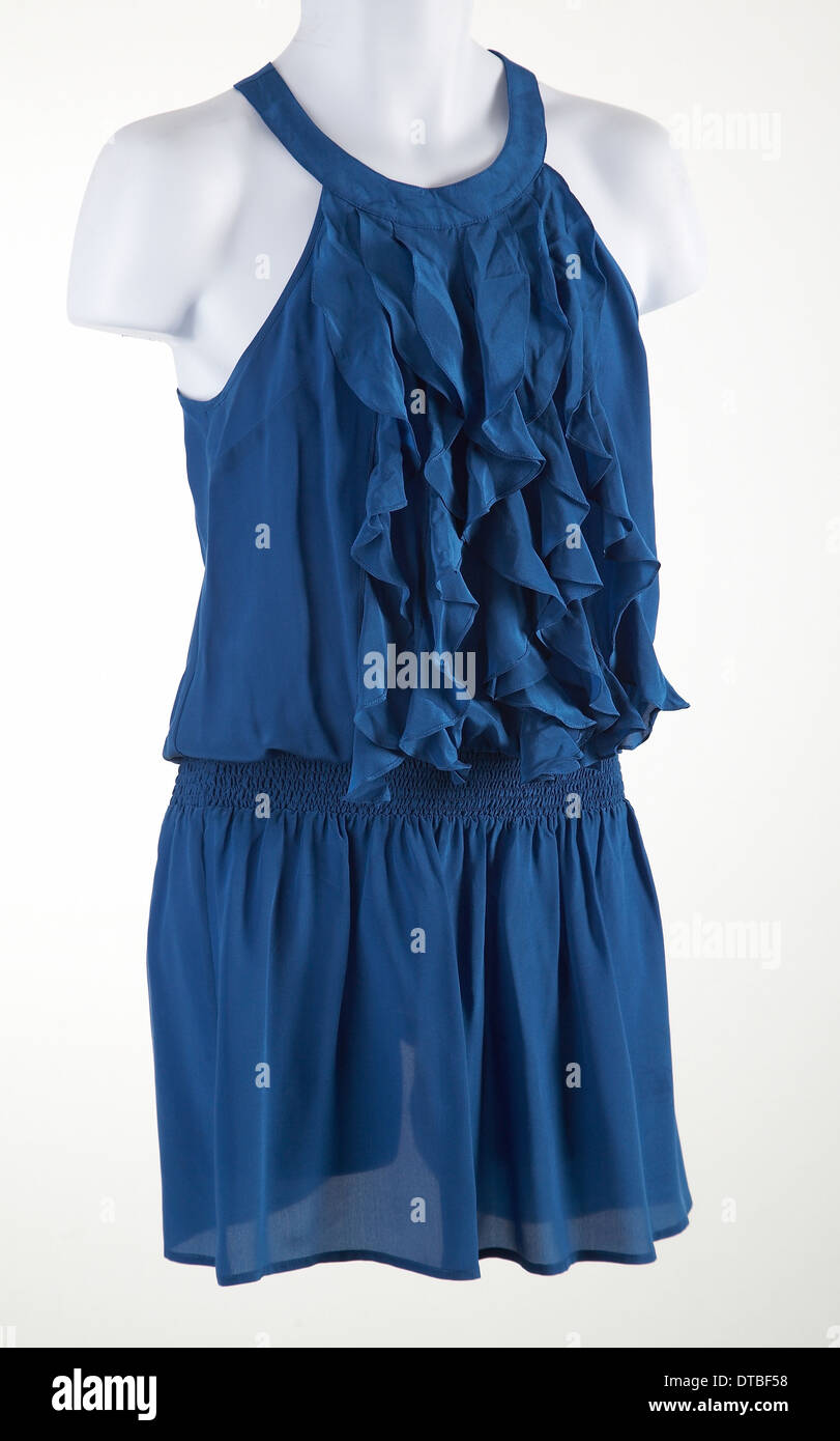 Womens blue dress on a mannequin. Stock Photo