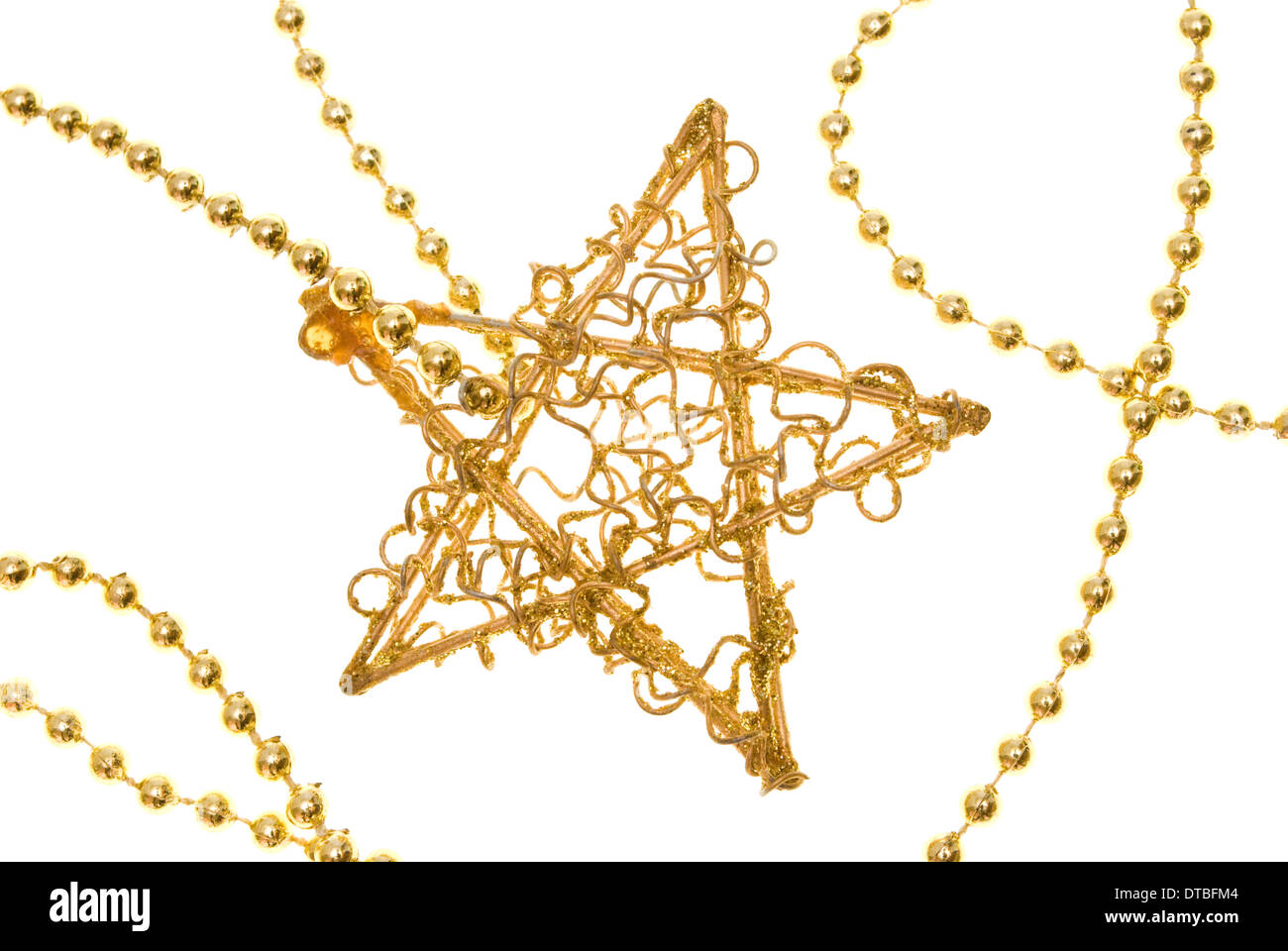 christmas gold star on chain isolated on white Stock Photo - Alamy