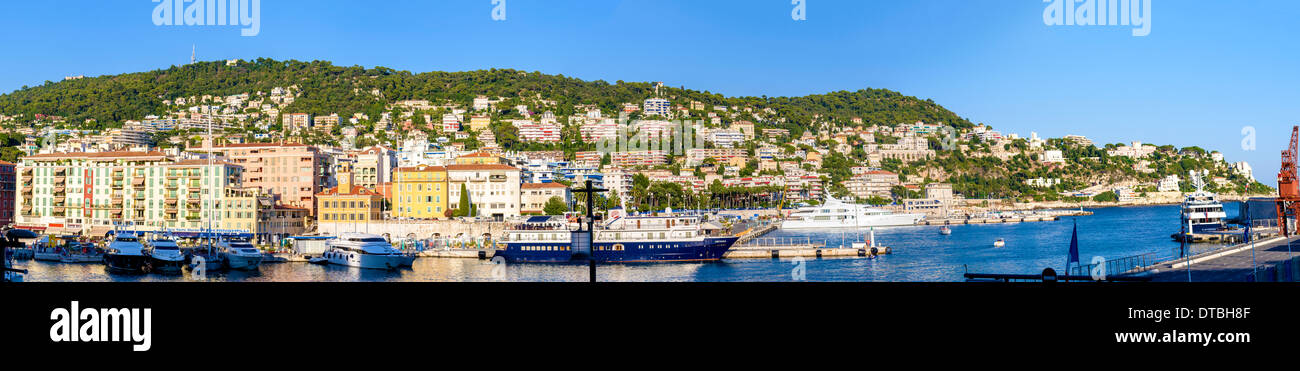 Panoramic Image Of the Harbor of Nice France Stock Photo