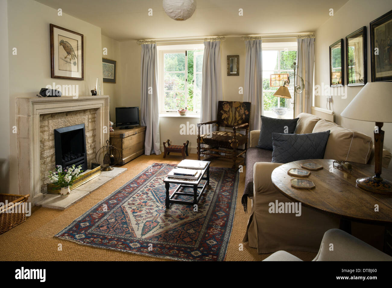 Traditionally furnished snug sitting room. Stock Photo