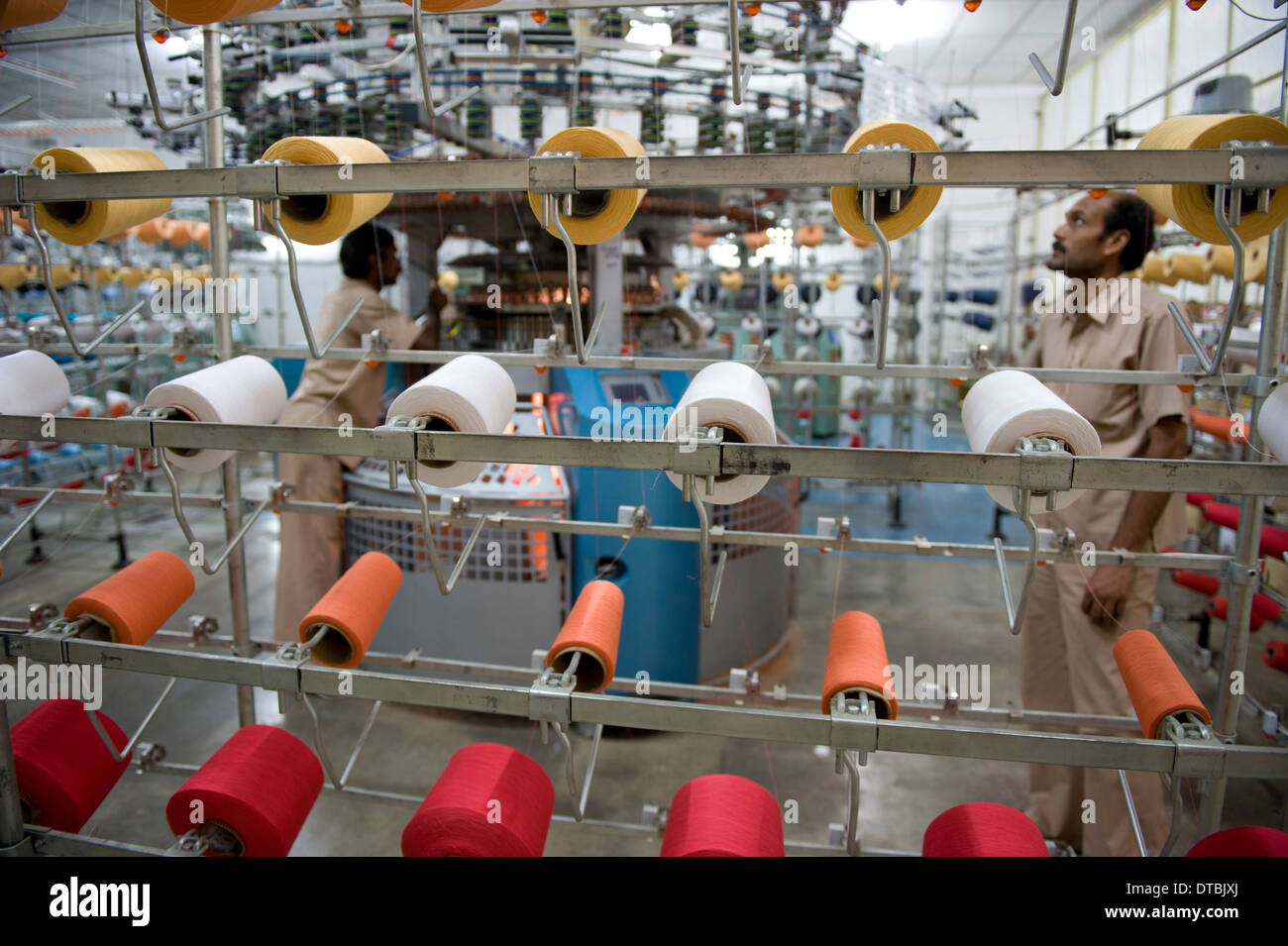 India Madhya Pradesh, textile company Maral Overseas, textile weaving and knitting Stock Photo