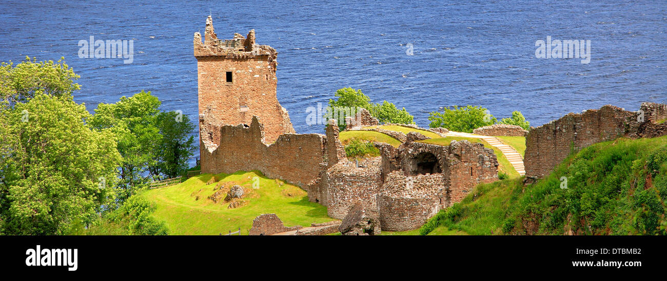 Ruins of Urquhart Castle, Loch Ness, Highlands of Scotland, Britain, UK Stock Photo