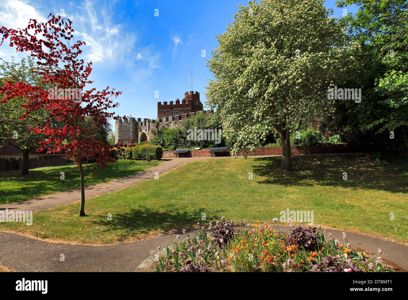 Summer, Castle Gardens, Hertford Castle, Hertford town, Hertfordshire County, England, UK Stock Photo