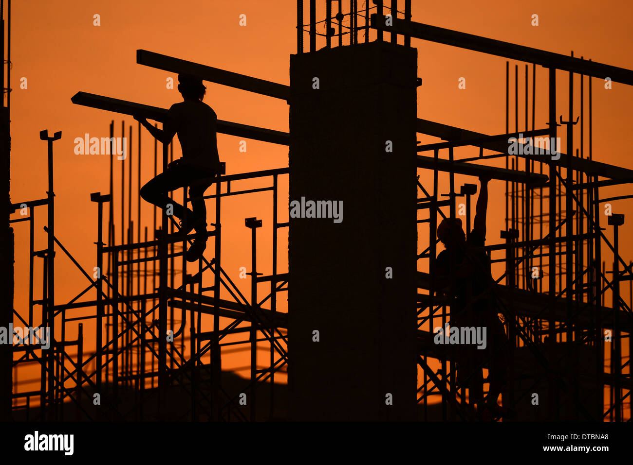 construction site silhouette Stock Photo