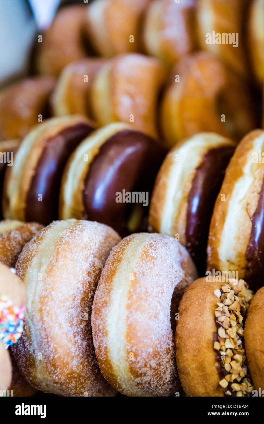 Fresh donuts in the box from the local bakery shop Stock Photo Alamy