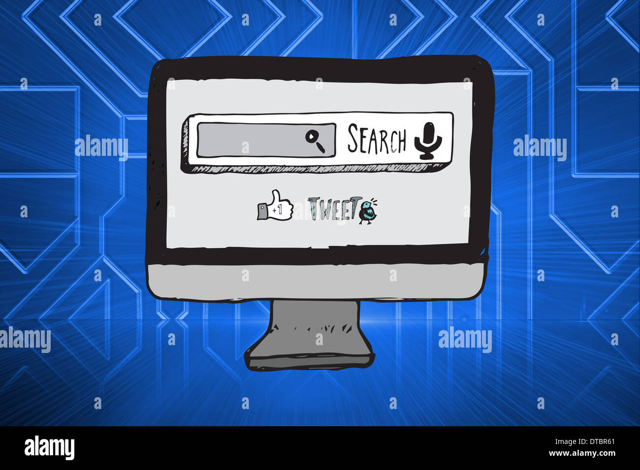 Composite image of internet doodles on computer screen Stock Photo